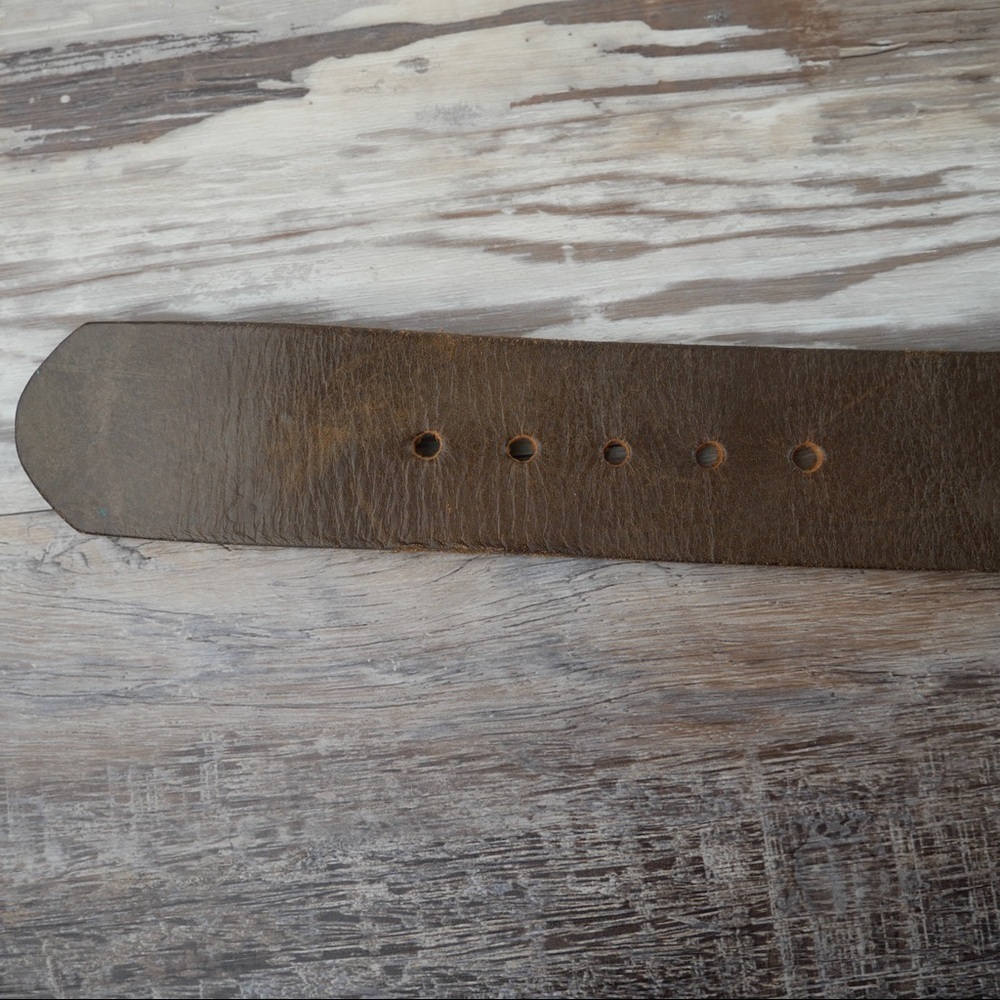 Salvatori brown leather belt w/brass tone buckle L - Picture 6 of 8